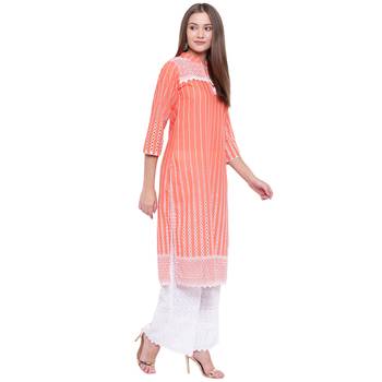 Orange embroidered cotton kurtasandkurtis 4