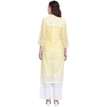 Yellow embroidered cotton kurtasandkurtis 2