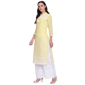Yellow embroidered cotton kurtasandkurtis 3