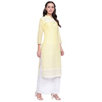 Yellow embroidered cotton kurtasandkurtis 4