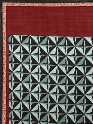 Red printed faux georgette saree with blouse 4