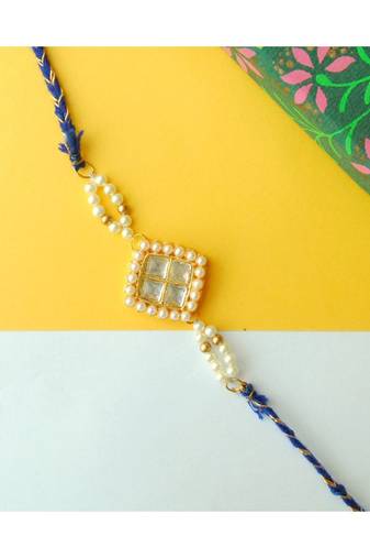 Quad Kundan Pearly Rakhi