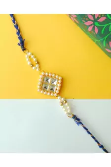 Quad Kundan Pearly Rakhi