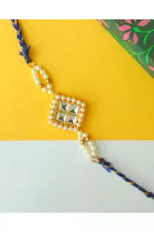 Quad Kundan Pearly Rakhi