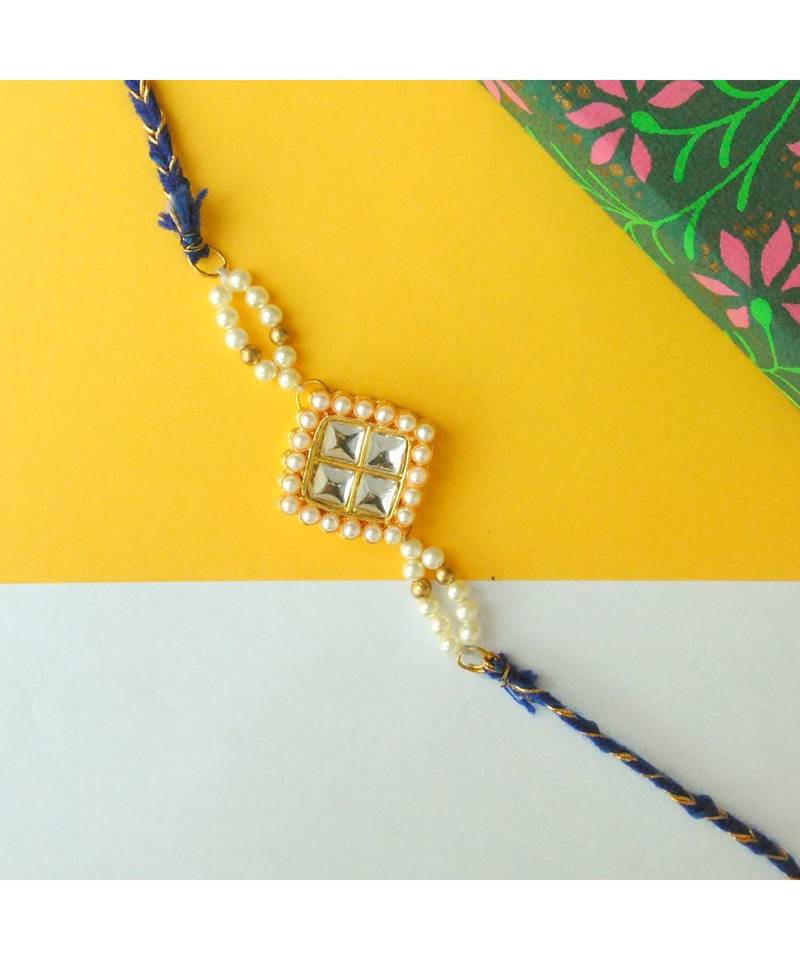 Quad Kundan Pearly Rakhi