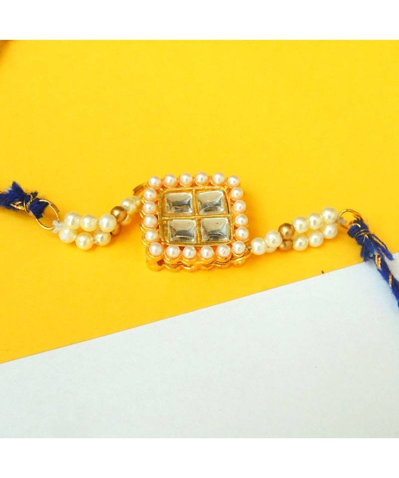 Quad Kundan Pearly Rakhi