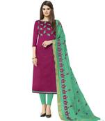 Magenta Embroidered Cotton Salwar