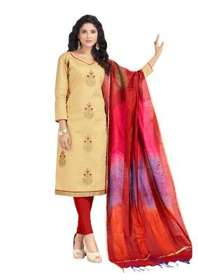 Beige Embroidered Cotton Salwar 1