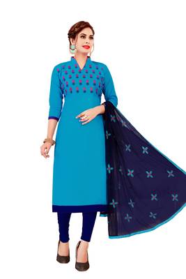 Sky-Blue Embroidered Cotton Salwar 1