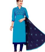 Sky-Blue Embroidered Cotton Salwar