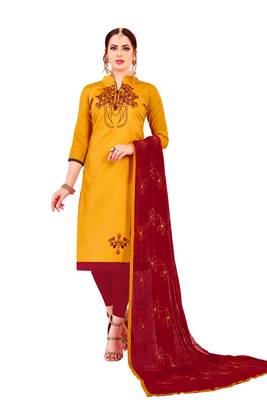 Yellow Embroidered Cotton Salwar 1