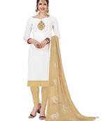 White Embroidered Pure Silk Blend Salwar