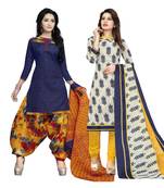 Navy-Blue Printed Cotton Salwar