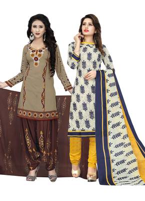 Beige Printed Cotton Salwar 1