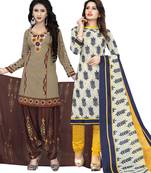 Beige Printed Cotton Salwar