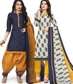 Navy-Blue Printed Cotton Salwar