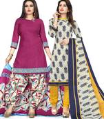 Dark-Pink Printed Cotton Salwar