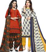 Orange Printed Cotton Salwar