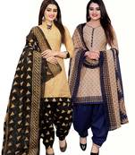 Beige Printed Cotton Salwar