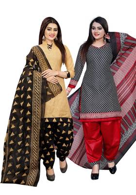 Beige Printed Cotton Salwar 1