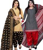 Beige Printed Cotton Salwar