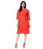Red plain cotton kurtas-and-kurtis