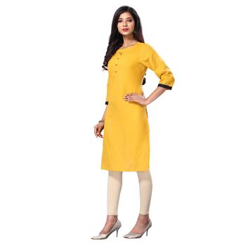Yellow plain cotton kurtas-and-kurtis 3