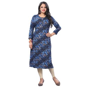 Blue printed rayon kurtas-and-kurtis 1