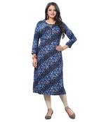 Blue printed rayon kurtas-and-kurtis