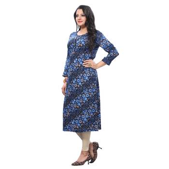 Blue printed rayon kurtas-and-kurtis 3