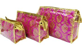 Shree Shyam Products Brocade Designer Utility Plastic Coated Pouch Bags For Ladies 2