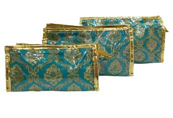 Shree Shyam Products Brocade Designer Utility Plastic Coated Pouch Bags For Ladies 1