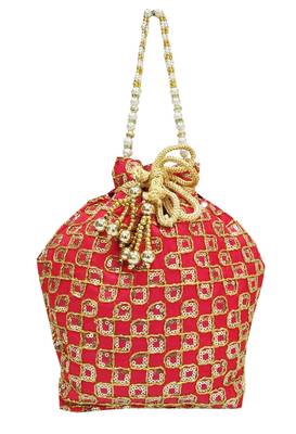 Shree Shyam Products Silk Ethnic Potli With Metal Bead and Jari Work 1