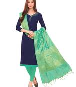 Navy-Blue Hand Embroidery Cotton Salwar