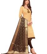 Beige Hand Embroidery Cotton Salwar