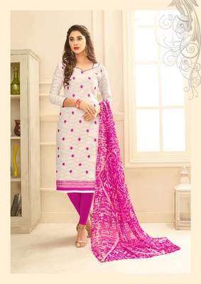 White embroidered pure blended cotton salwar 1