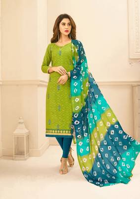 Light-green embroidered pure blended cotton salwar 1