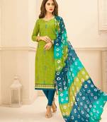 Light-green embroidered pure blended cotton salwar