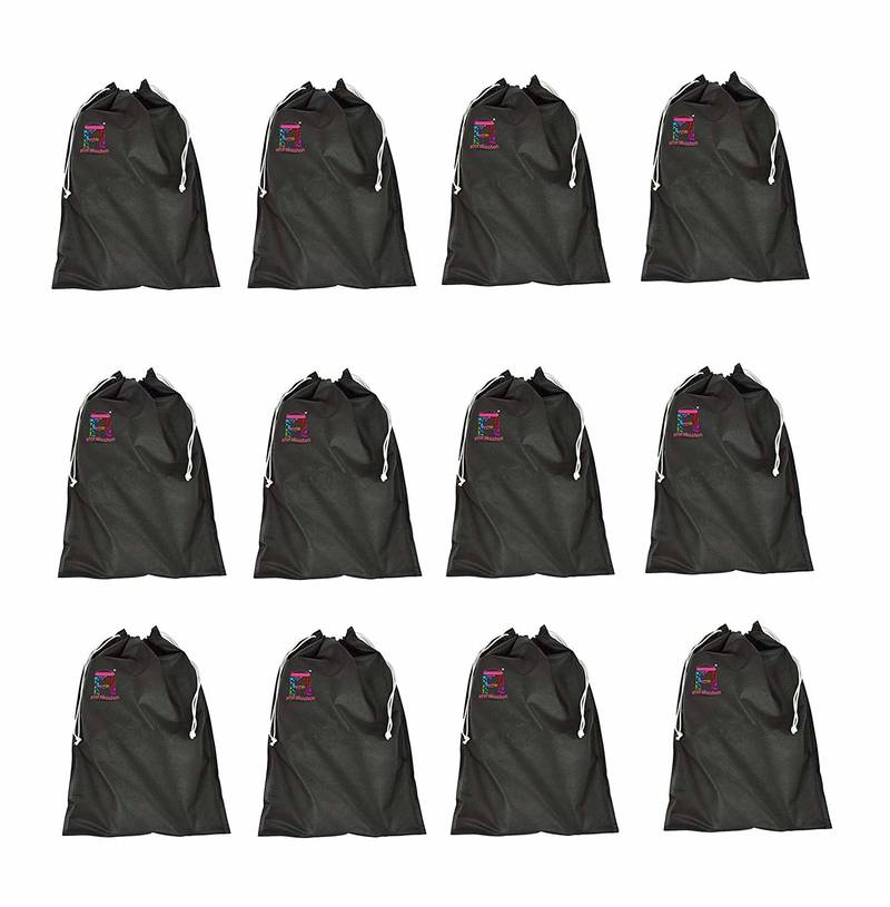 atorakushon Shoe Cover Travelling Shoe Storage Bag/Storage Footwear Organiser Pouch Shoe Bag Black Pack of 12