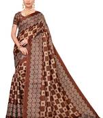 Coffee printed khadi saree with blouse