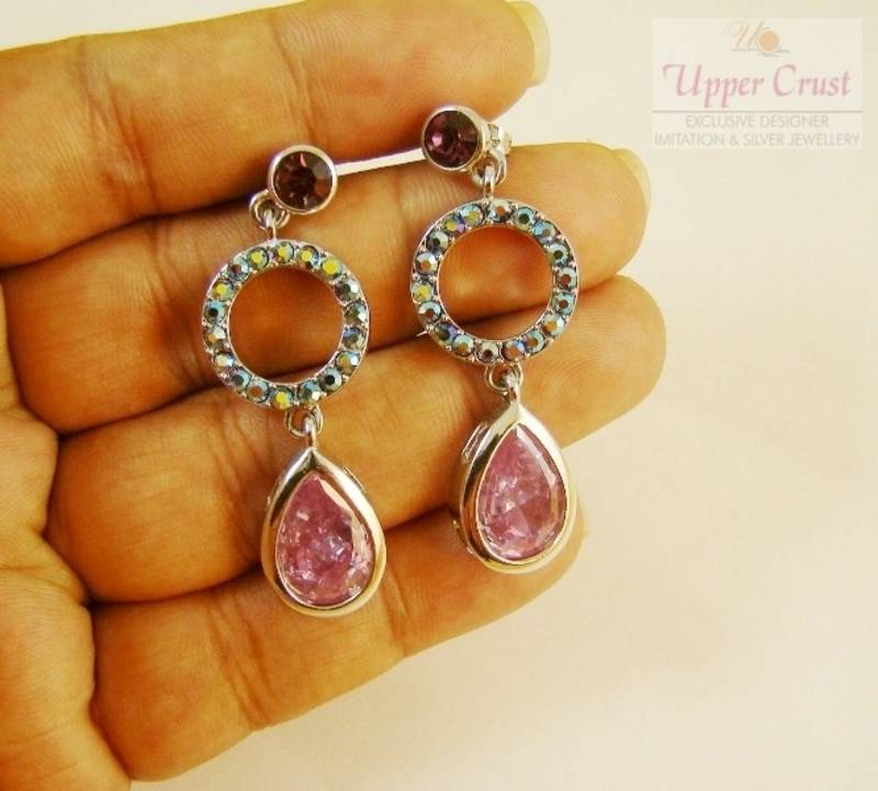 Lavender Rhinestone Crystal Vintage Earrings