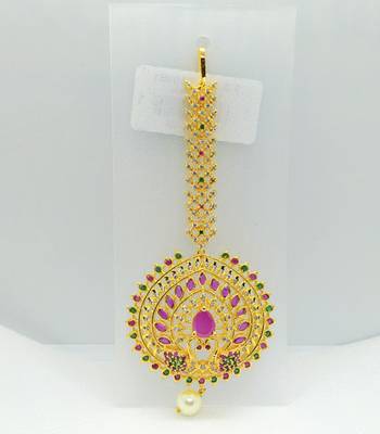 Multicolor cubic zirconia maang-tikka 1