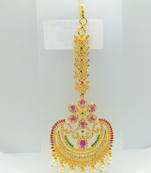 Multicolor cubic zirconia maang-tikka