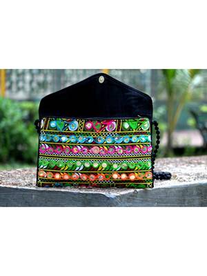 Aari Worked Foil Patched Colorful Banjara Sling Bag With Non Adjustable Dori Pattern 3 2