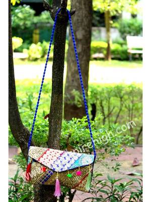 Multicolored Rajasthani Sling Bag With Real Mirror With Embroidered Work Pattern 3 2