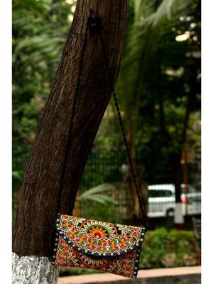 Multicolored Kutch Embroidered Flower Pattern Banjara Sling Bag WIth Dori Style Sling Pattern 1 3