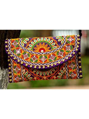 Multicolored Kutch Embroidered Flower Pattern Banjara Sling Bag WIth Dori Style Sling Pattern 3 1
