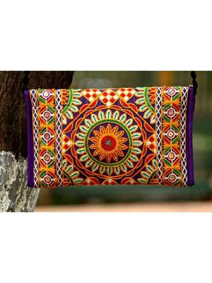 Multicolored Kutch Embroidered Flower Pattern Banjara Sling Bag WIth Dori Style Sling Pattern 3 2