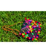 Multicolored Kutch Embroidered With Heavy Shell Embellished Tassel Banjara Sling Bag