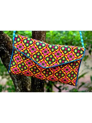 Multicolored Rajasthani Sling Bag With Printed Embroidered Work Pattern 3 1